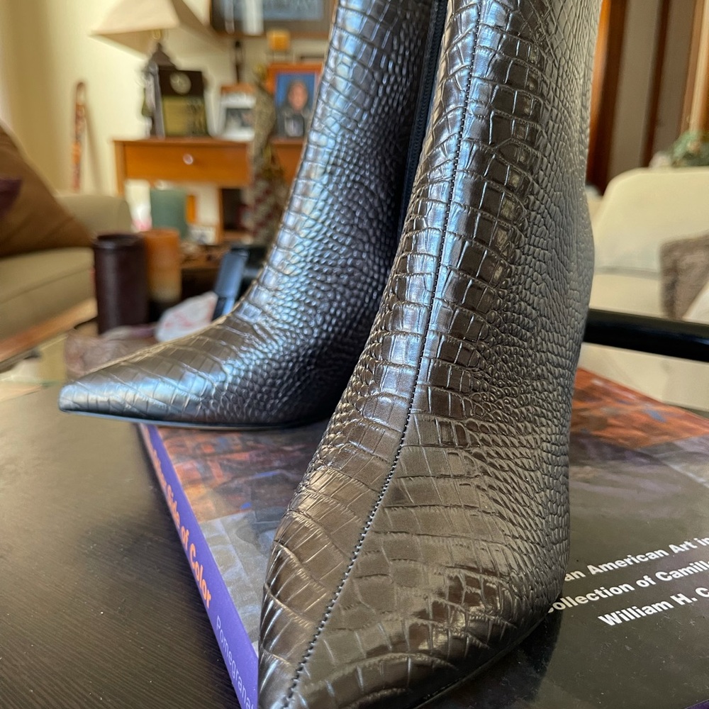 Marc Fisher Silver Textured Ankle Boot